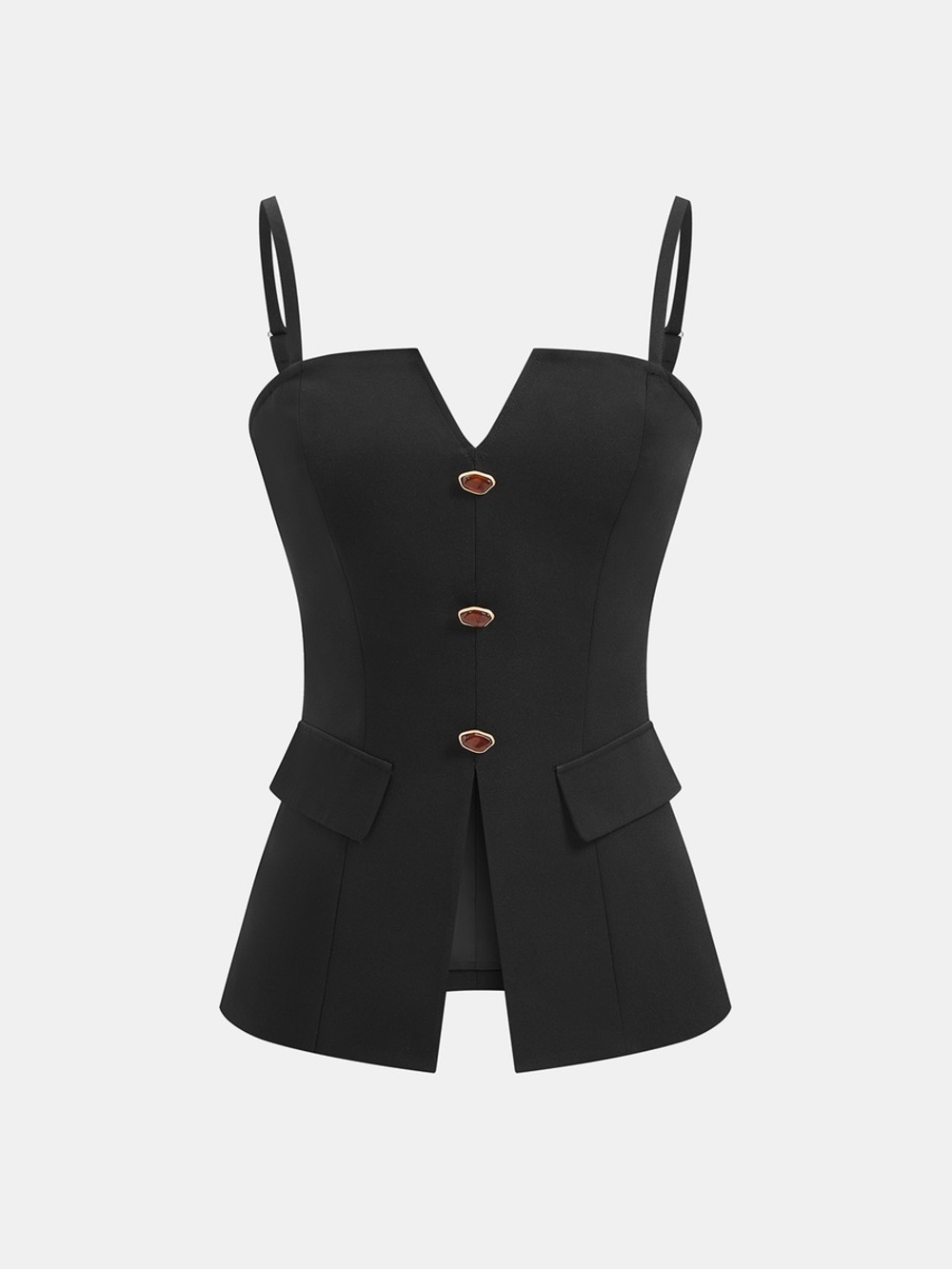 COMMENSE Button Detail Cami Top & Wide Leg Pant Set - Picture 3 of 7